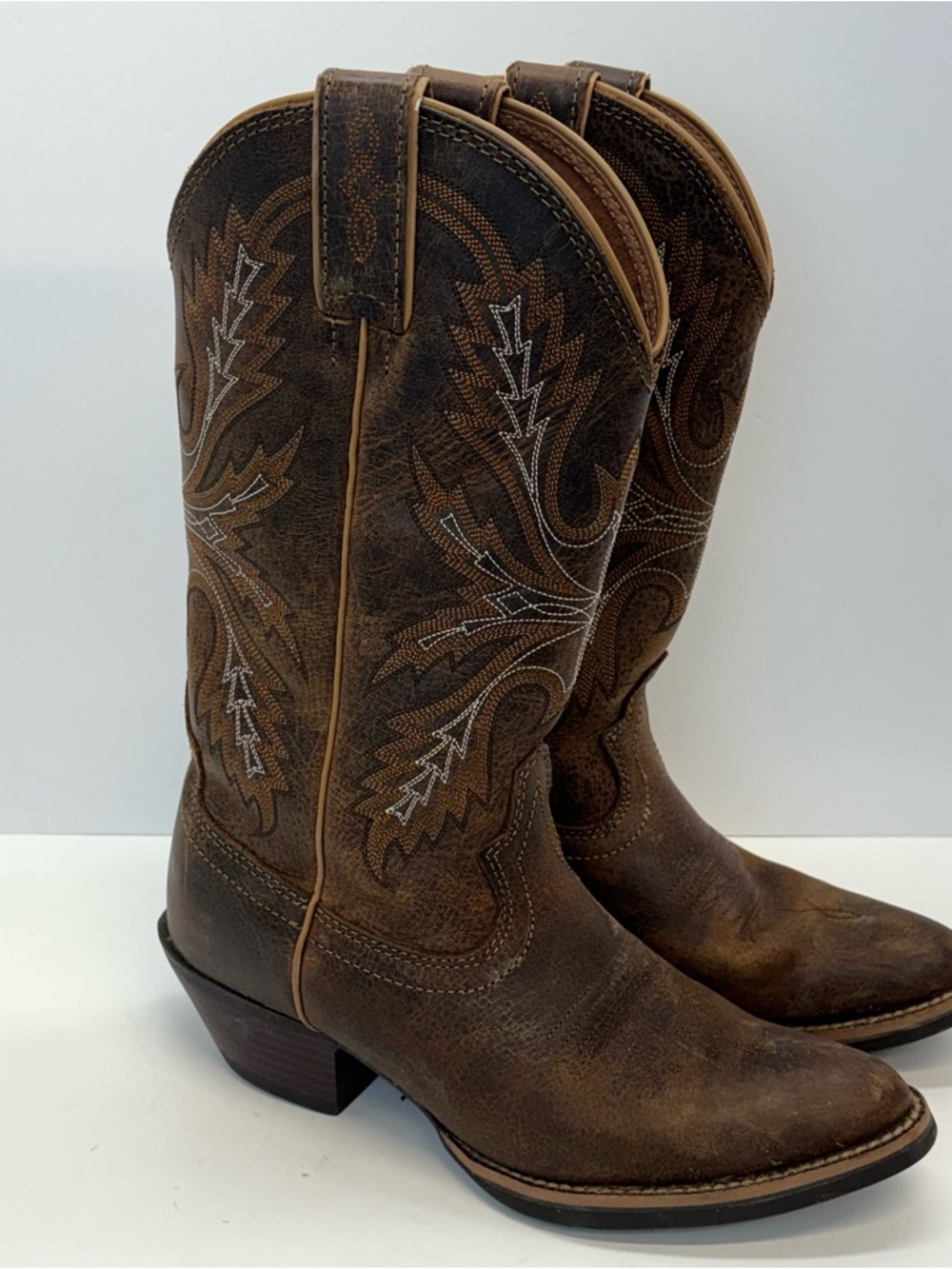 Justin Womens 12" Rein Square Toe Western Boot Waxy Tan - SVL2001 Size 7 B - Picture 2 of 8